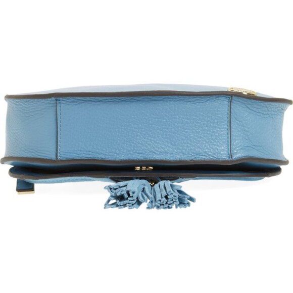 Vince Camuto “Ancel Suede Crossbody Bag” Blue Tassels Fringe - Picture 6 of 14